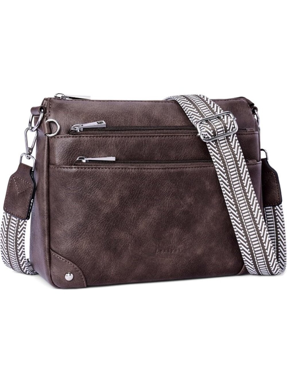 Women's Coffee RFID Vegan Leather Medium Purse Imported Crossbody Bag